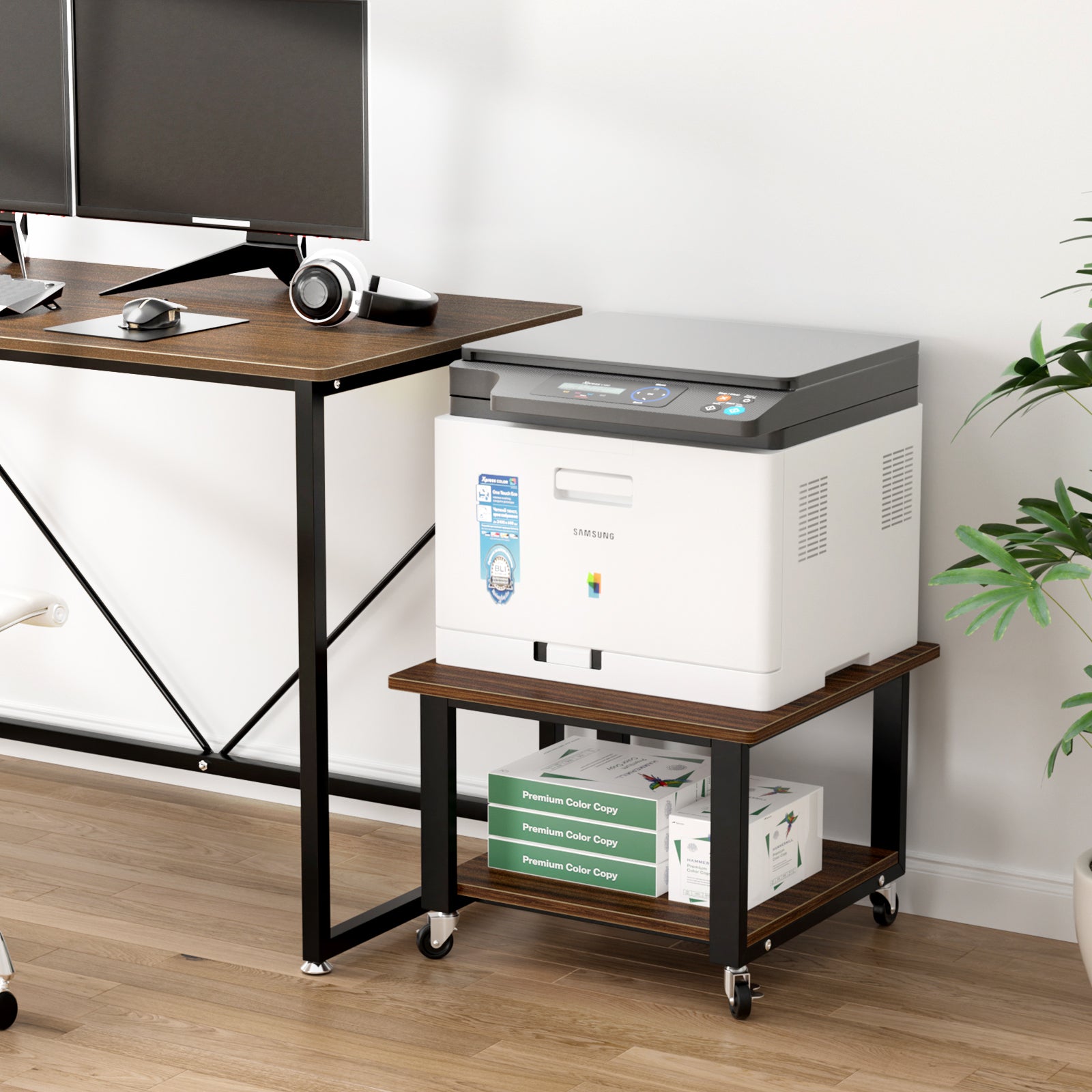 DEWEL二段式プリンター台|上段にプリンターや家電、下段に収納スペース